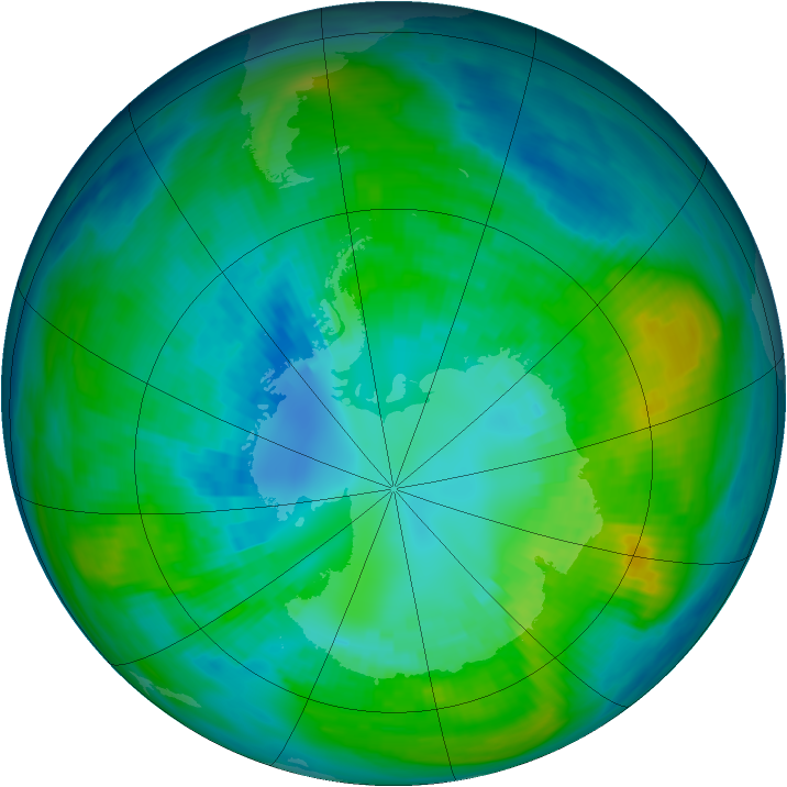 Antarctic ozone map for 13 April 1980